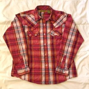 Wrangler long sleeve, snap button Cowboy Western shirt girls size XL
